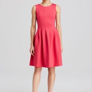 Calvin Klein Pink Slim Pleat Fit And Flare Dress